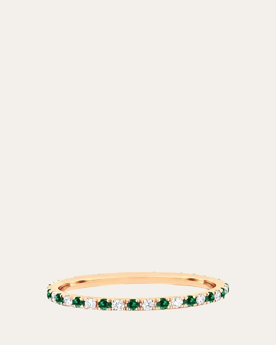 14k Diamond and Tsavorite Eternity Ring, Size 5-